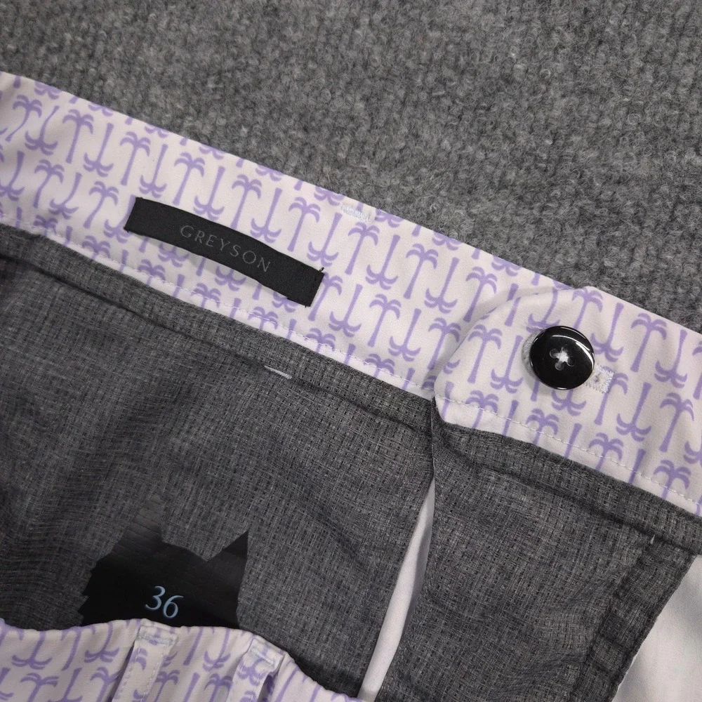 Greyson Montauk Performance Shorts Mens 36 Purple Palm Tree AOP Golf 10